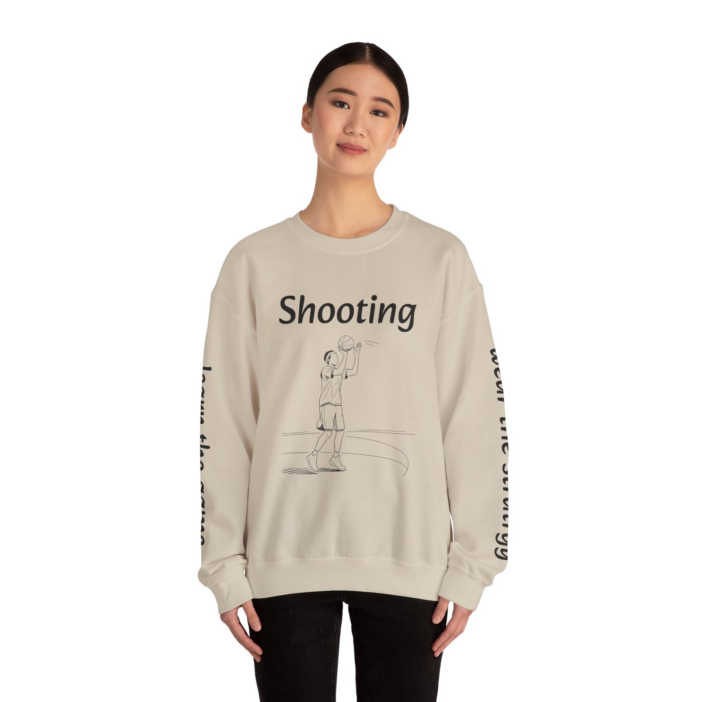 Unisex Heavy Blend™ Crewneck with Shooting Design.