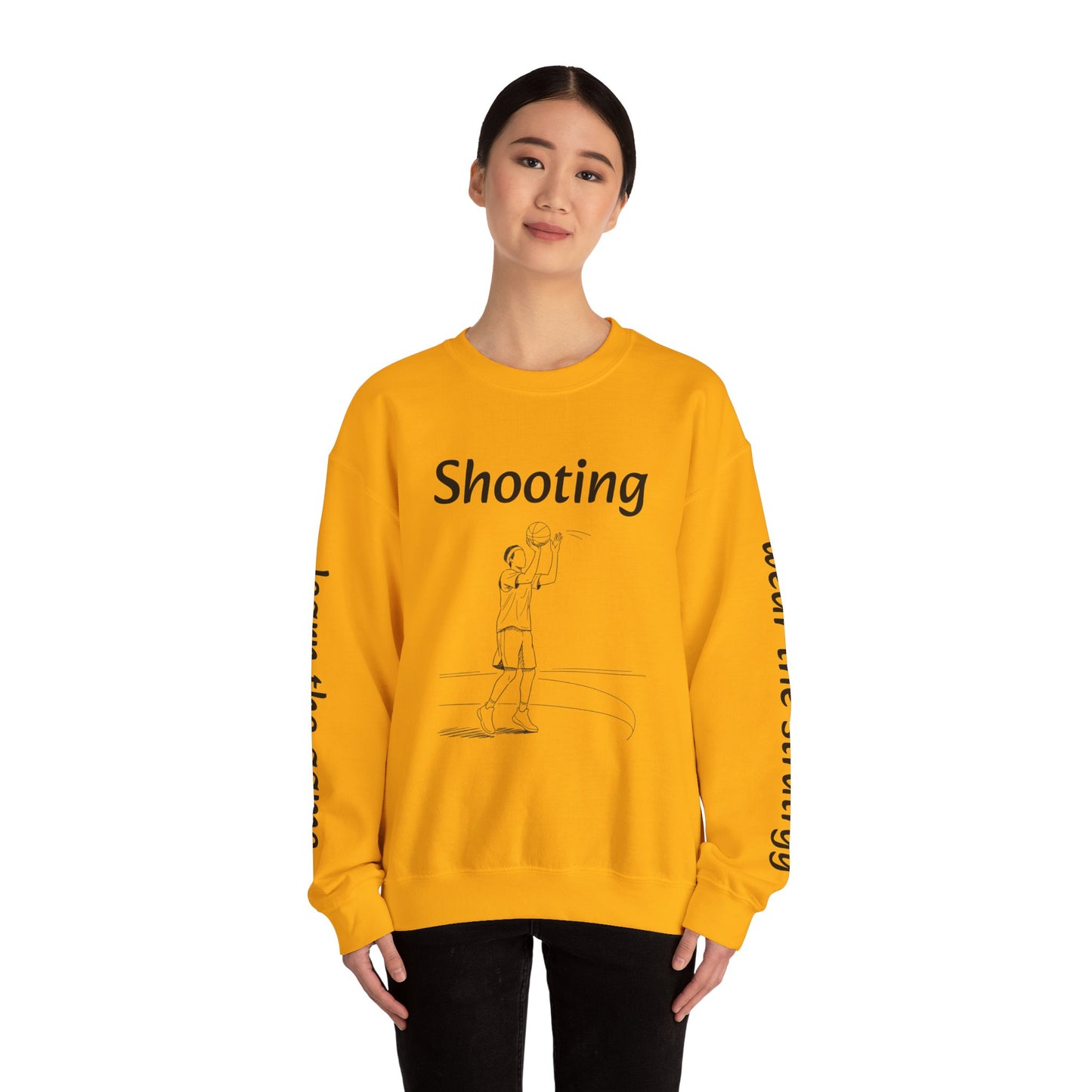 Unisex Heavy Blend™ Crewneck with Shooting Design.