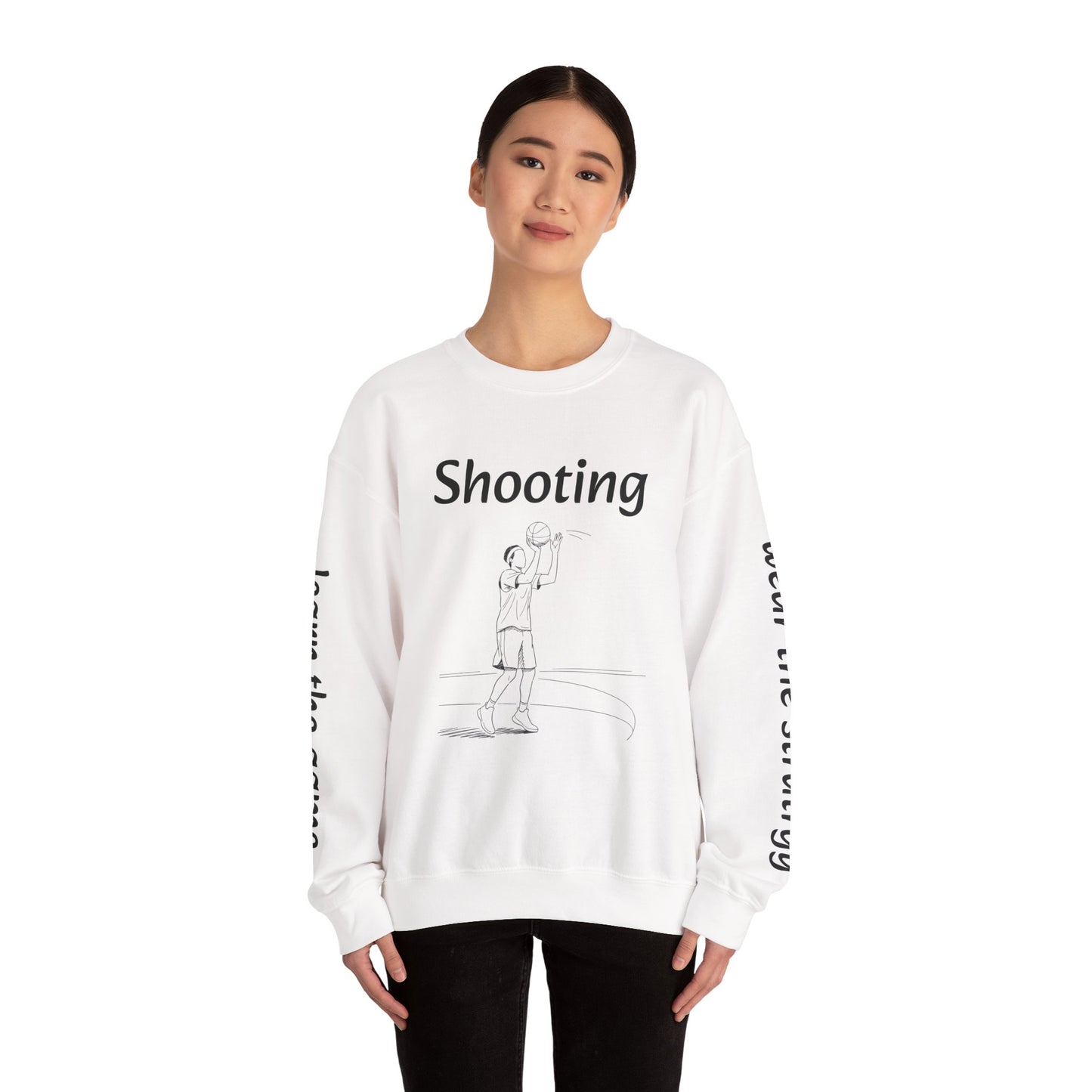 Unisex Heavy Blend™ Crewneck with Shooting Design.